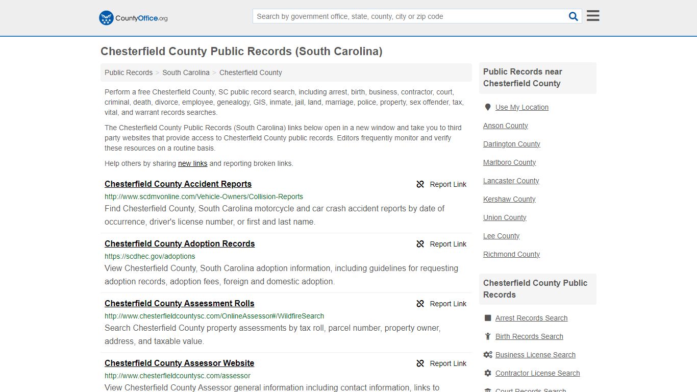 Public Records - Chesterfield County, SC (Business, Criminal, GIS ...
