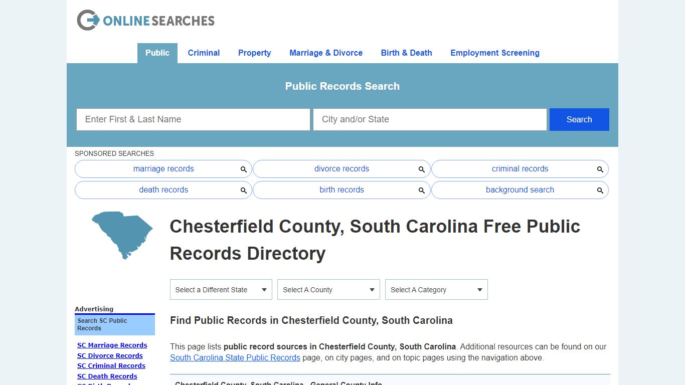 Chesterfield County, South Carolina Public Records Directory
